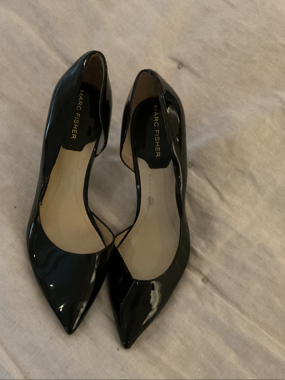 Marc Fisher Black Patent Pointed-Toe D'Orsay Heels